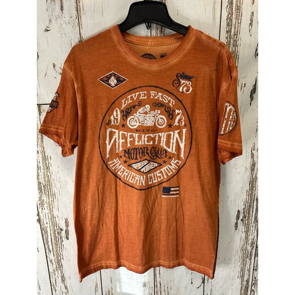 Affliction Other - Affliction Men's T-Shirt Rusty Orange Graphic Tee Size Large